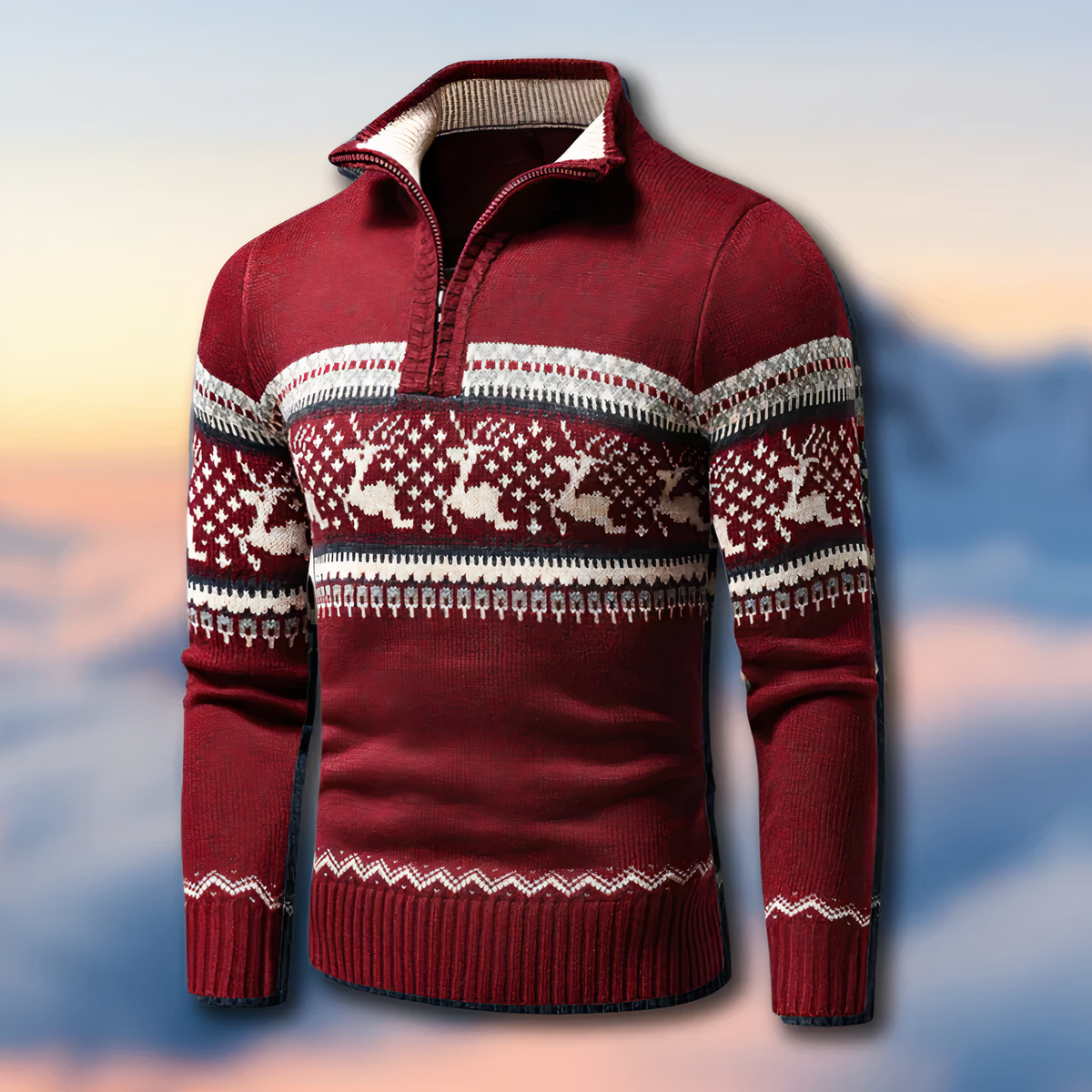 Men's Quarter-Zip Fair Isle Christmas Jumper | Logan