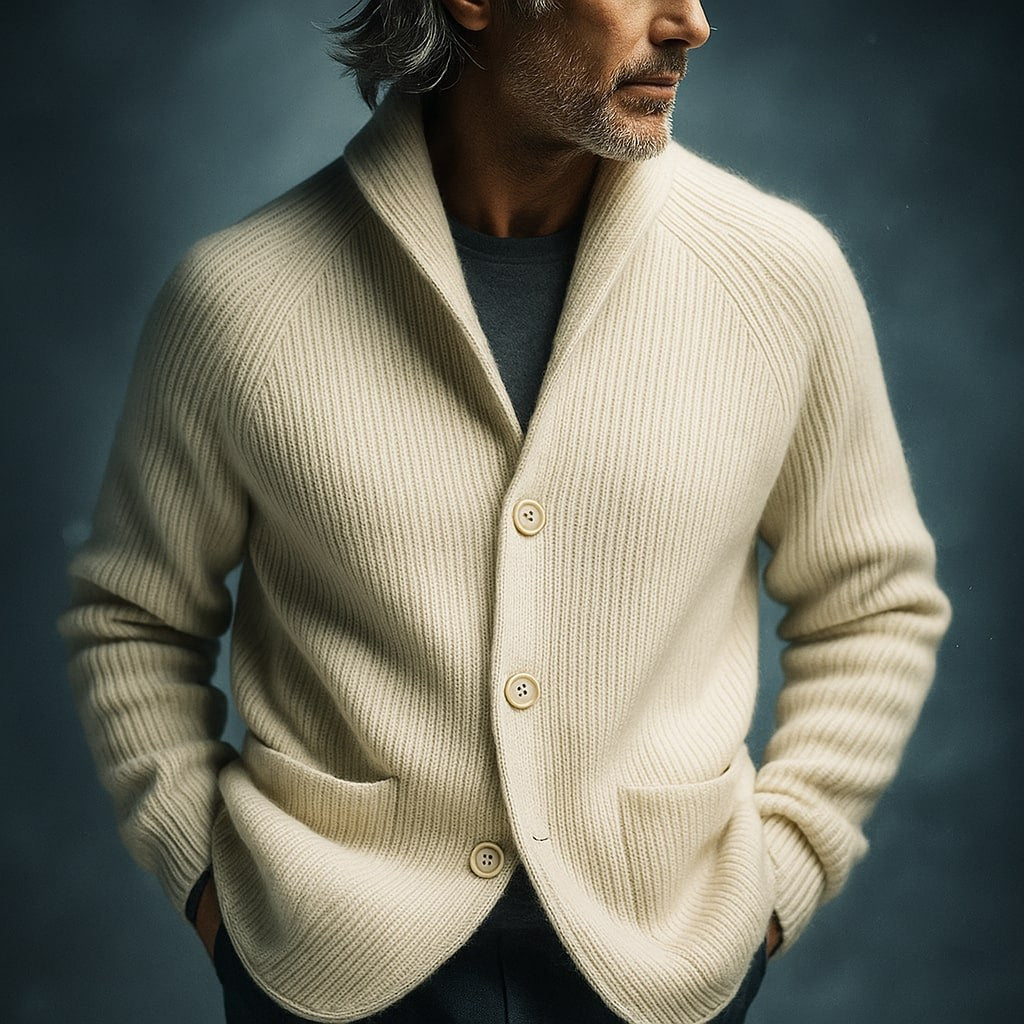 Men's Ribbed Knit Shawl Collar Cardigan | Miles