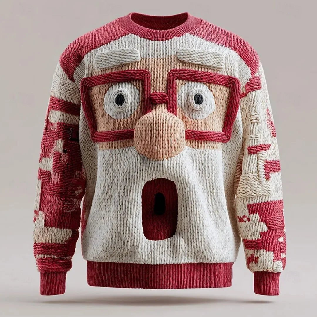 Men's Novelty 3D Face Christmas Jumper | Parker
