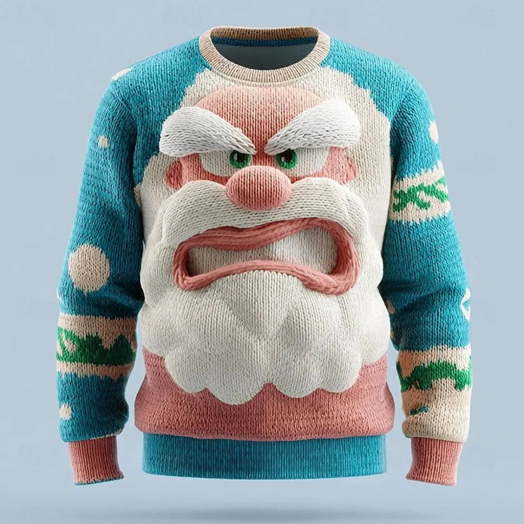 Men's Novelty 3D Face Christmas Jumper | Parker