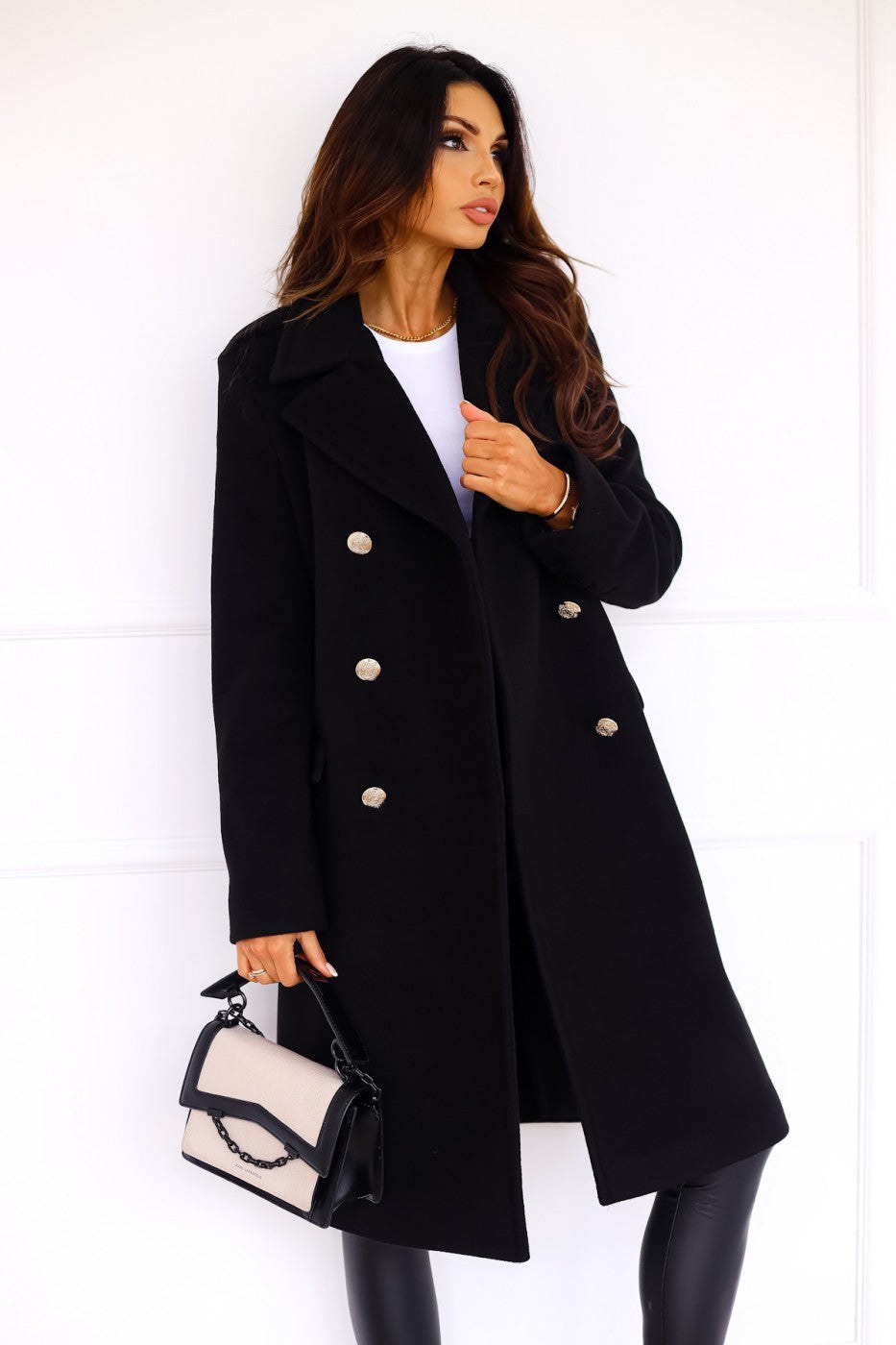 Women's Double-Breasted Long Overcoat | Delilah