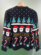 Women's Christmas Jumper Santa Print Oversized Crew Neck Knit | Skylar