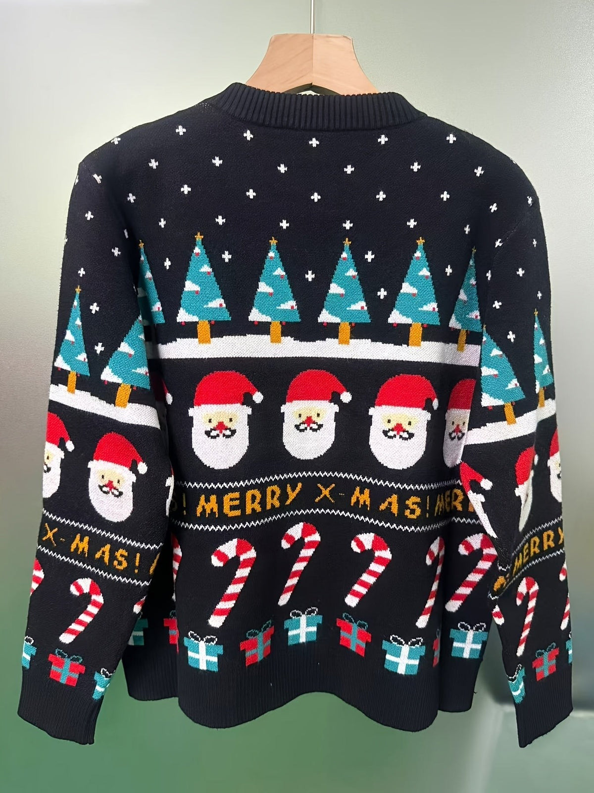 Women's Christmas Jumper Santa Print Oversized Crew Neck Knit | Skylar