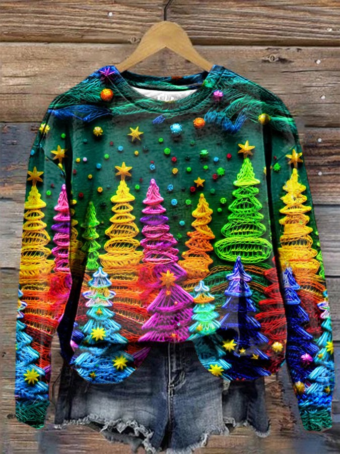 Women's Christmas Jumper with Festive Tree Print | Savannah