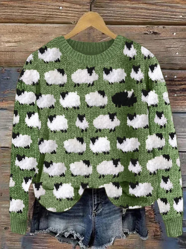 Women's Christmas Tree Embroidered Oversized Knit Jumper | Rose