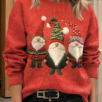 Women's Embroidered Gnome Christmas Jumper, Oversized Crew Neck | Adeline