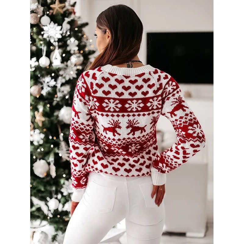 Women's Fair Isle Reindeer Christmas Jumper Crew Neck | Thea