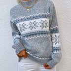 Women's Fair Isle Snowflake Mock Neck Oversized Knit Jumper | Josephine