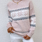 Women's Fair Isle Snowflake Mock Neck Oversized Knit Jumper | Josephine