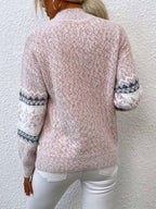Women's Fair Isle Snowflake Mock Neck Oversized Knit Jumper | Josephine