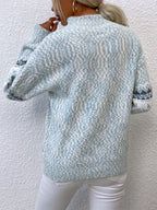 Women's Fair Isle Snowflake Mock Neck Oversized Knit Jumper | Josephine