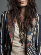 Women's Floral Print Striped Blazer | Stella