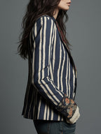 Women's Floral Print Striped Blazer | Stella