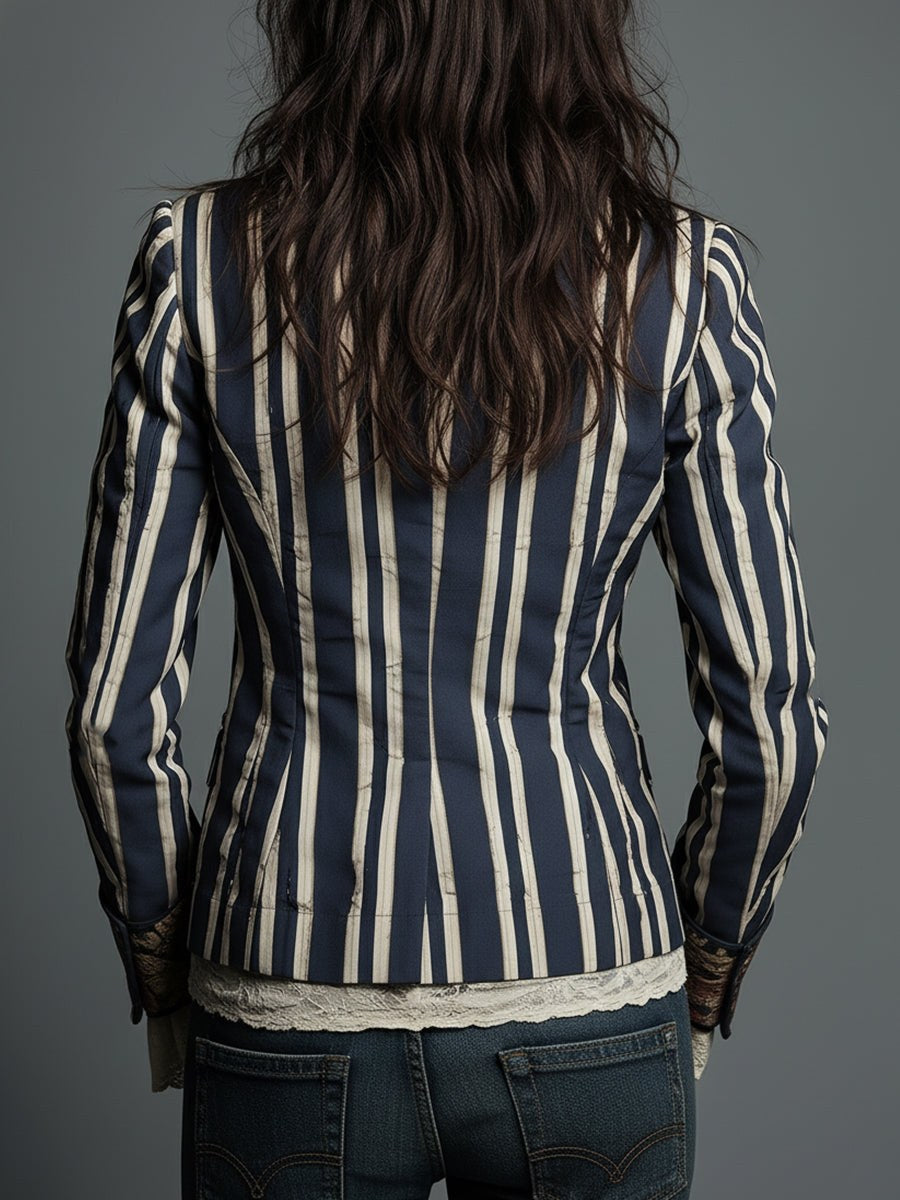 Women's Floral Print Striped Blazer | Stella