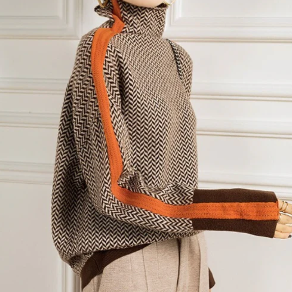 Women's Herringbone Knit Turtleneck Jumper | Molly