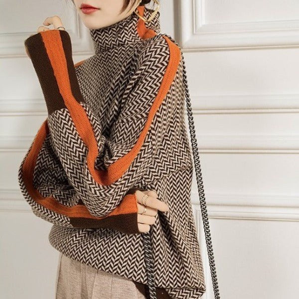 Women's Herringbone Knit Turtleneck Jumper | Molly