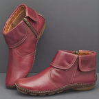 Women's Leather Ankle Boots with Side Zip & Foldover Cuff | Luna