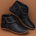 Women's Leather Ankle Boots with Side Zip & Foldover Cuff | Luna