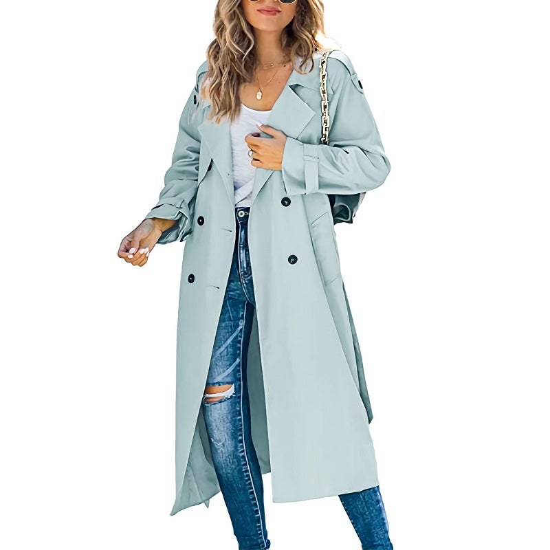 Women's Long Double-Breasted Trench Coat | Tara