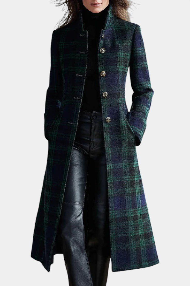 Women's Long Plaid Coat | Luna