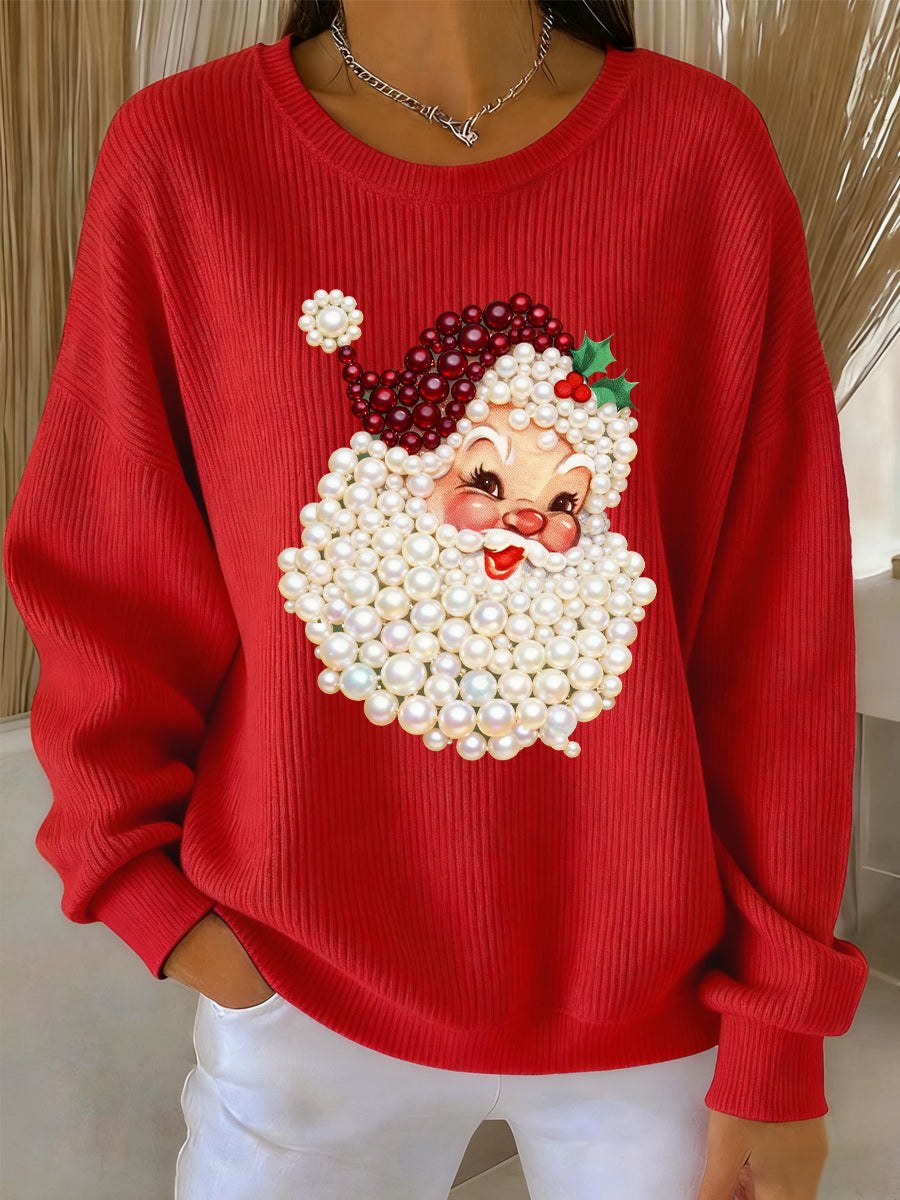 Women's Pearl Santa Print Christmas Jumper | Freya