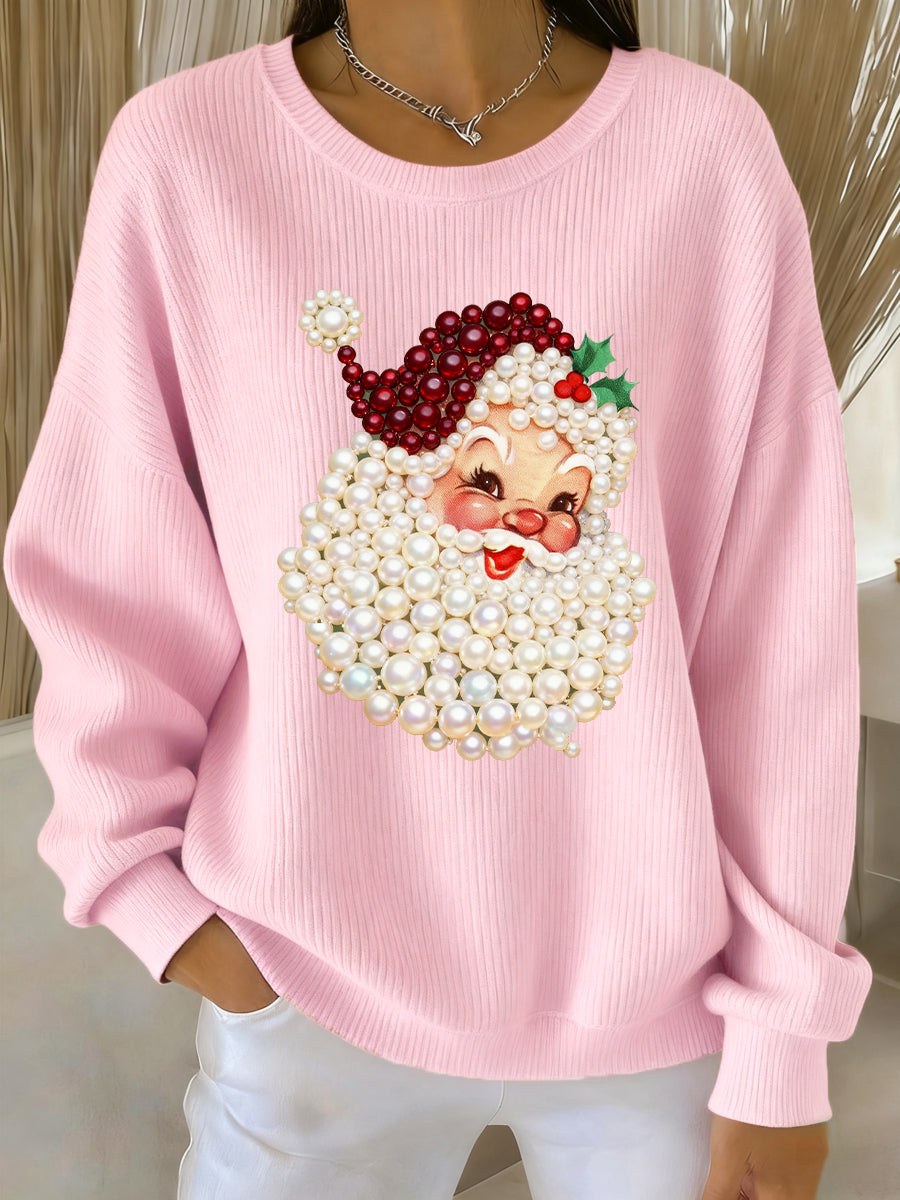 Women's Pearl Santa Print Christmas Jumper | Freya