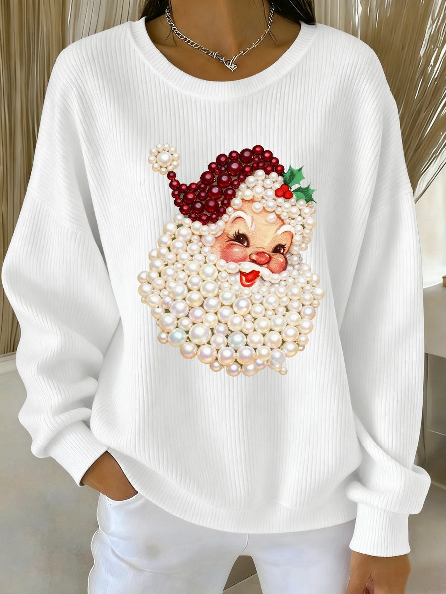 Women's Pearl Santa Print Christmas Jumper | Freya