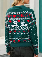 Women's Reindeer Fair Isle Christmas Jumper, Ribbed Crew Neck | Cecilia