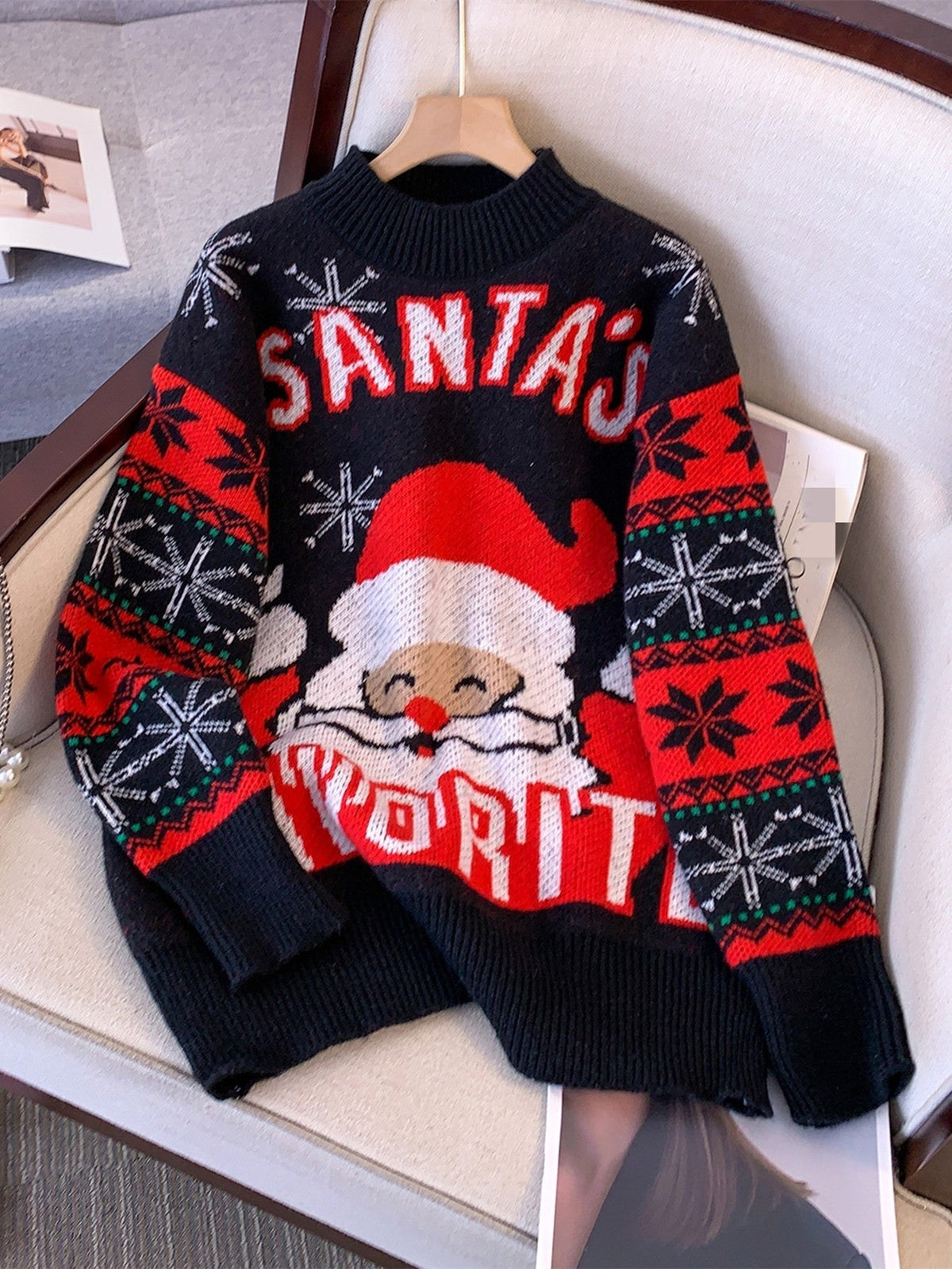 Women's Santa Christmas Jumper Oversized Fair Isle Knit | Marnie