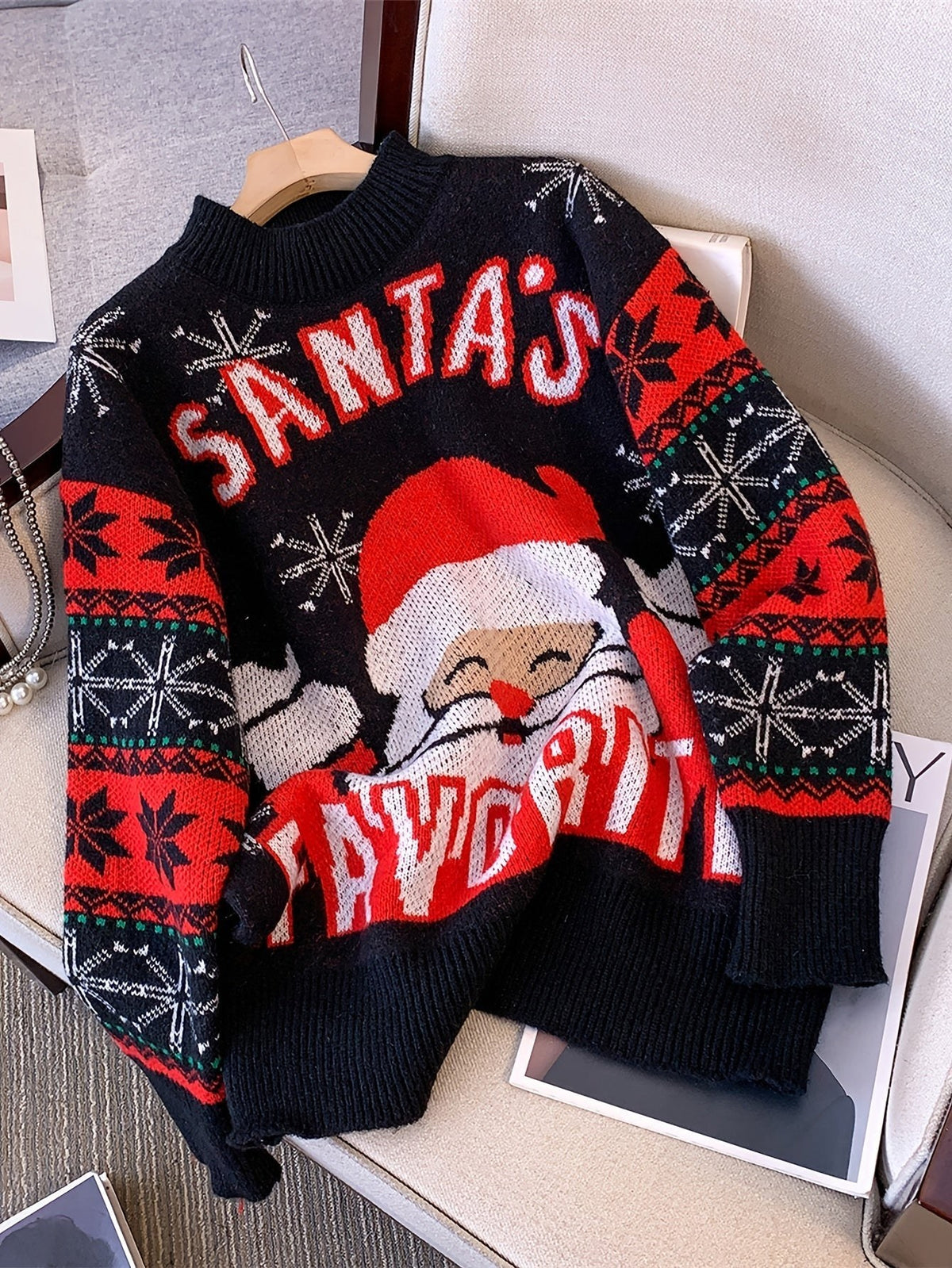 Women's Santa Christmas Jumper Oversized Fair Isle Knit | Marnie