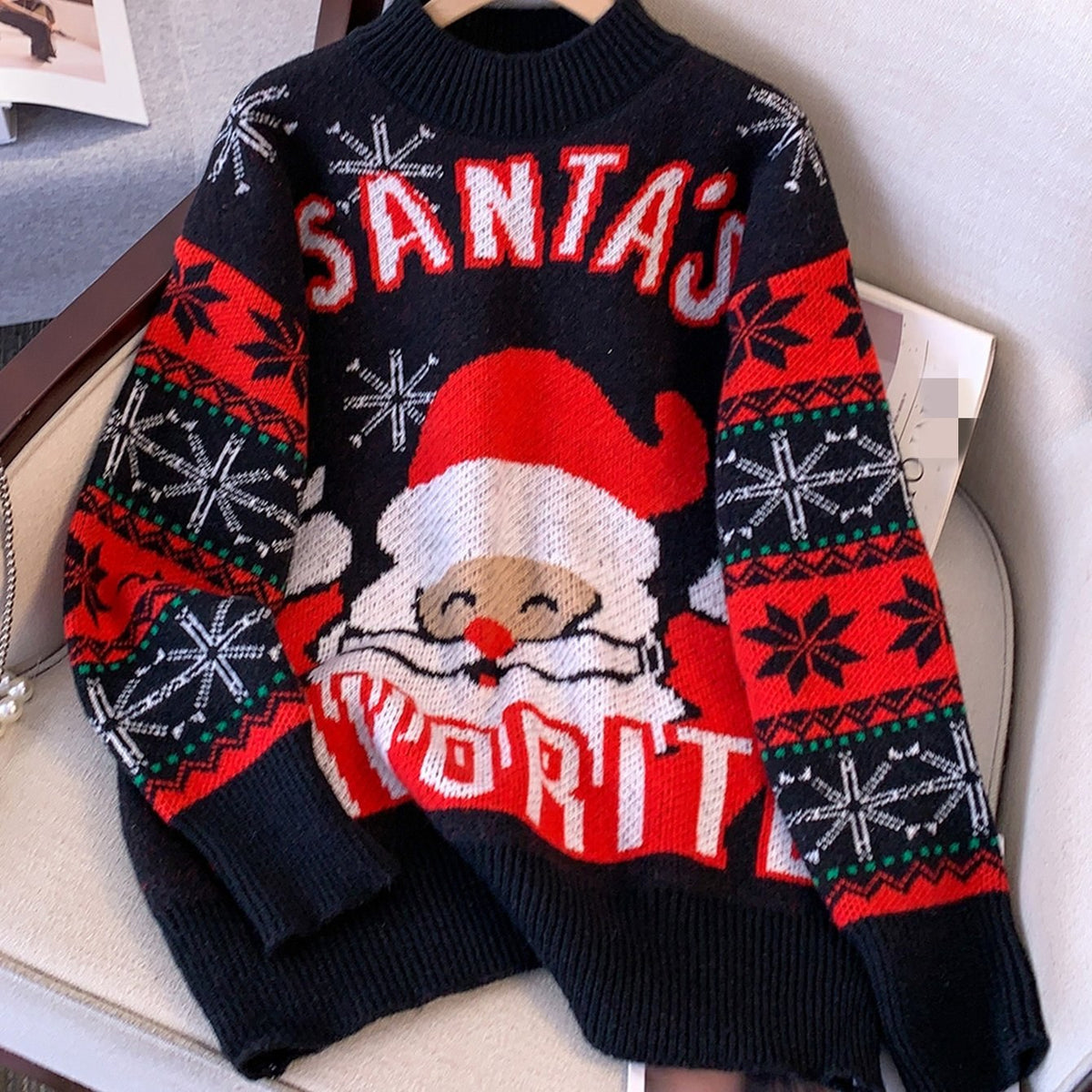 Women's Santa Christmas Jumper Oversized Fair Isle Knit | Marnie