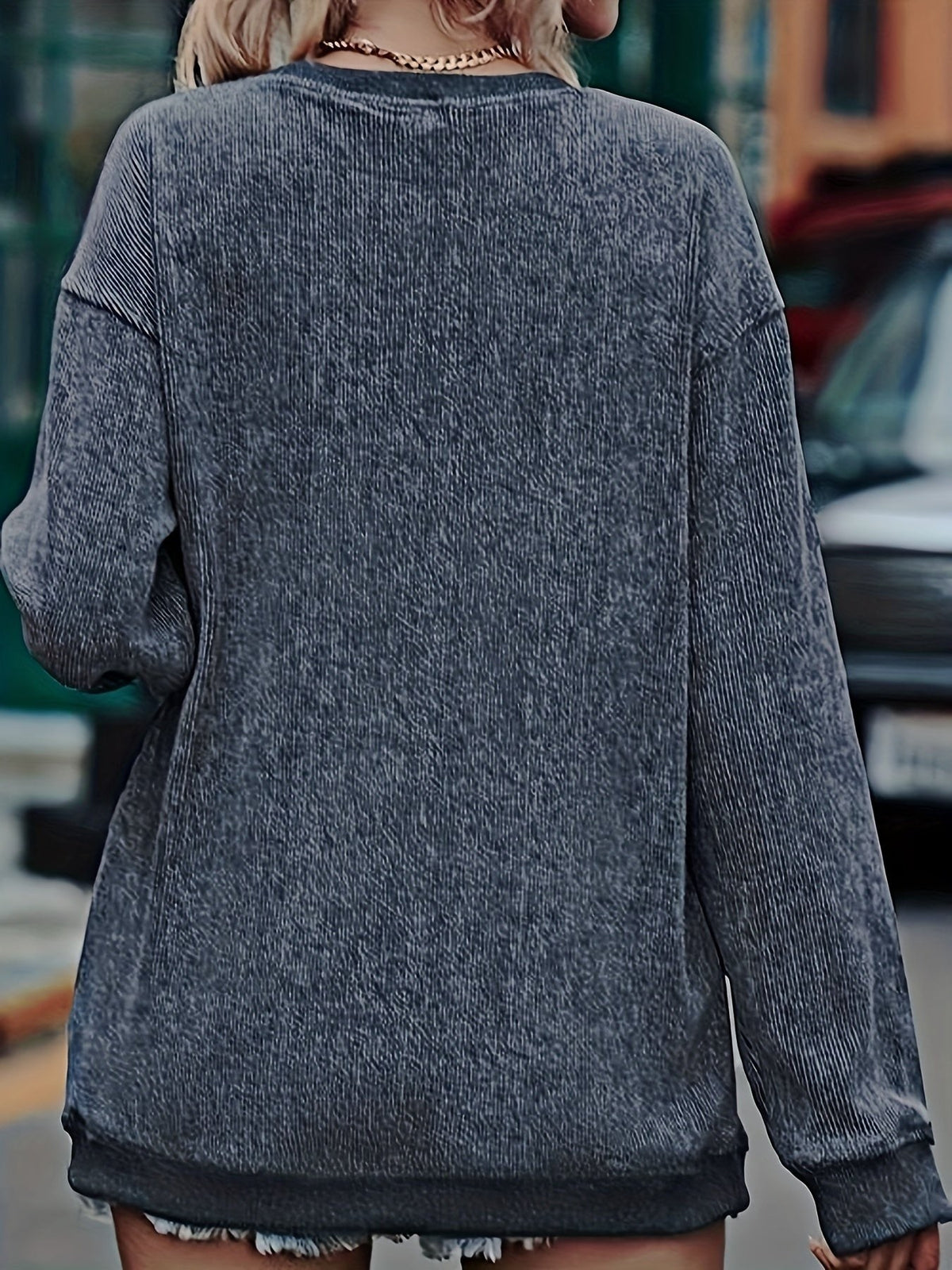 Women's Sequin Santa Christmas Jumper - Oversized Corduroy Knit | Willow