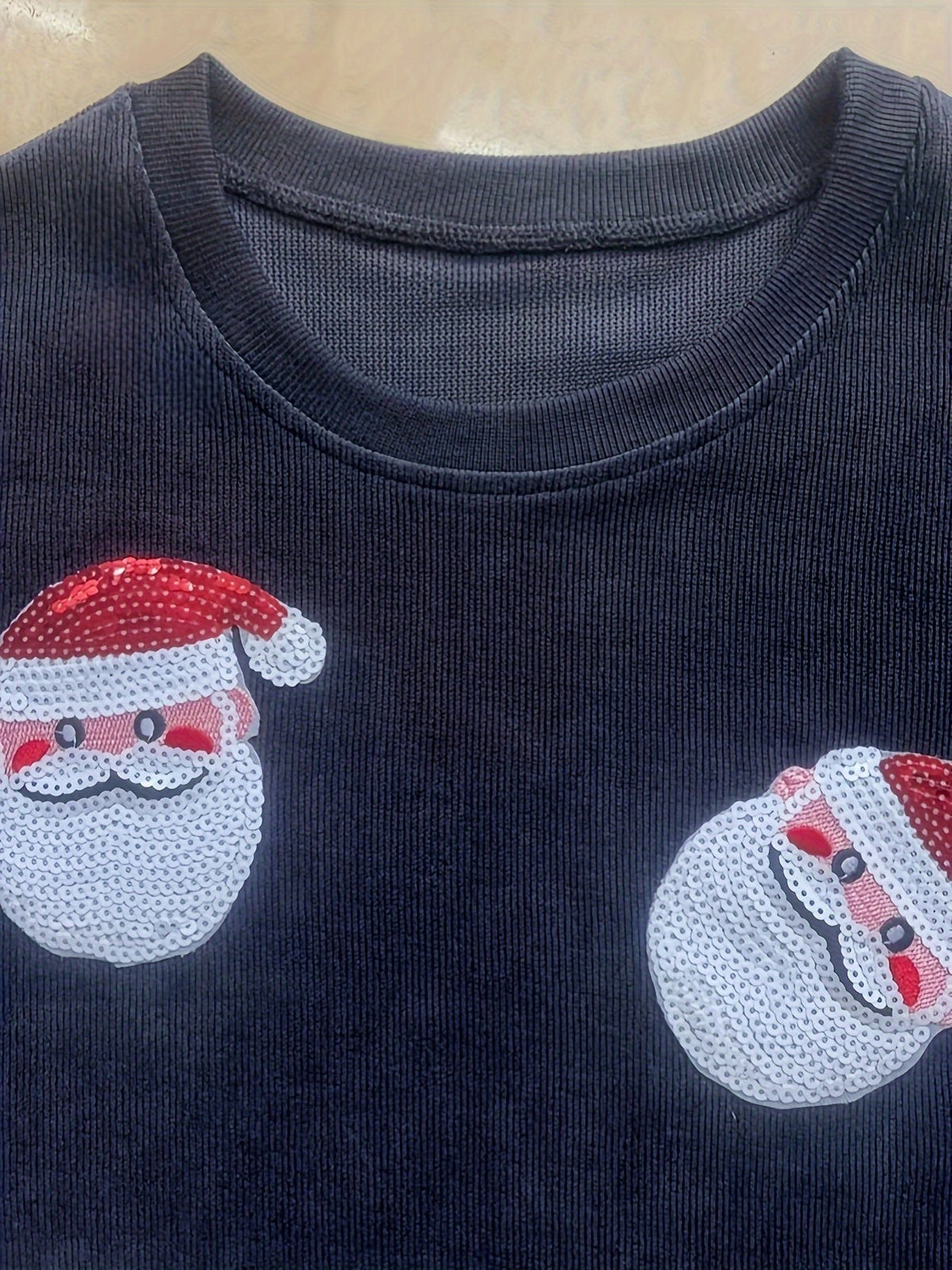 Women's Sequin Santa Christmas Jumper - Oversized Corduroy Knit | Willow