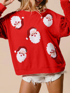 Women's Sequin Santa Christmas Jumper - Oversized Knit | Zoey