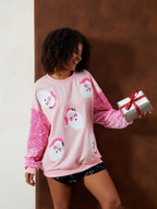 Women's Sequin Santa Christmas Jumper - Oversized Knit | Zoey