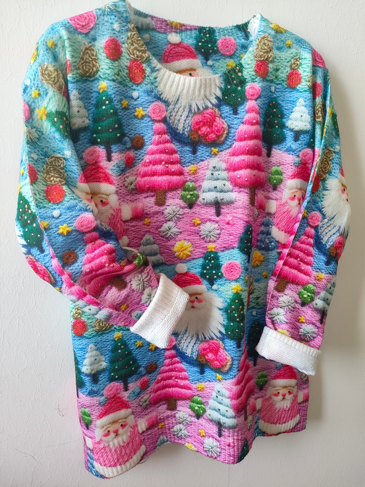 Women's Tacky Christmas Santa Embroidered Oversized Knit Jumper | Ramona